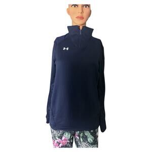 Under Armour®️ Command Custom Quarter Zip Navy Blue Mock Long Sleeve- XS